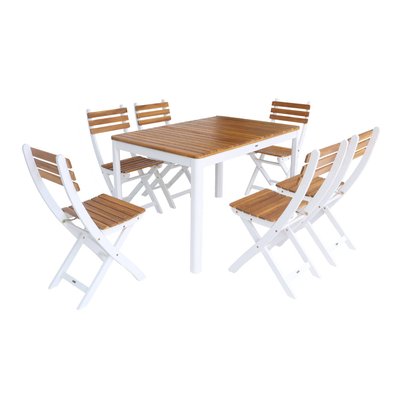 Table de jardin bois d'acacia 6 chaises CALENA + SENORA SWEEEK