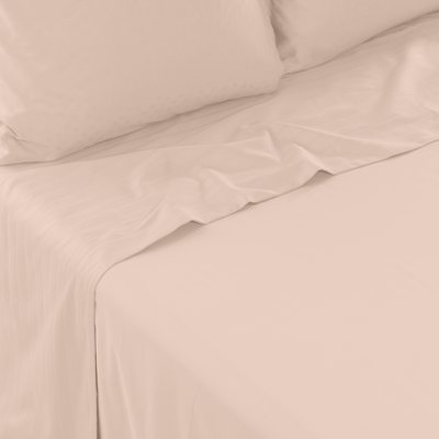 Drap de lit satin de coton jacquard pois et rayures PRESTIGE CARRE BLANC