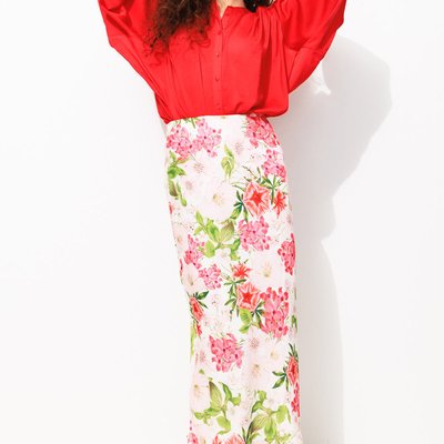Jupe midi en satin imprimé PROMOD