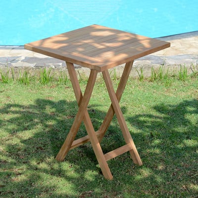 Table pliante carré en teck massif Bistrot 60 x 60 cm TECK ATTITUDE