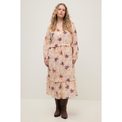 Robe maxi avec ruchés. Motif à fleurs. Ligne STUDIO UNTOLD