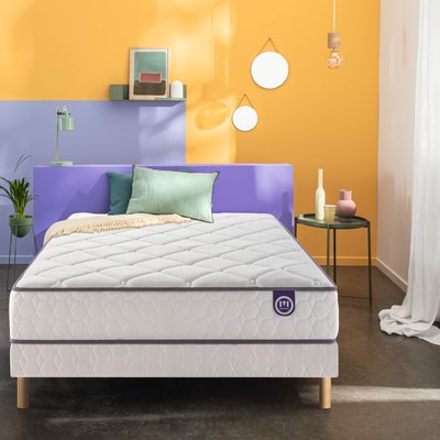 Ensemble matelas ressorts et mémoire de forme CHEER BED, sommier TWIST et pieds MERINOS