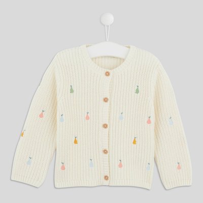 Cardigan manches longues brodé poires BOUT'CHOU