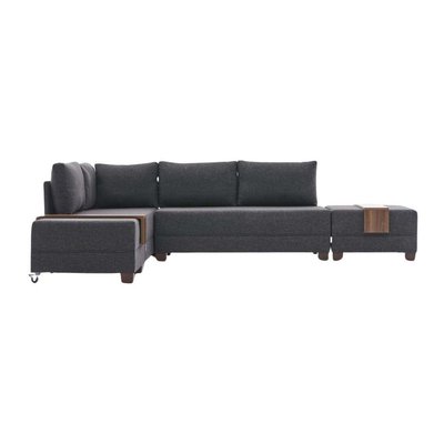 Canapé d'angle convertible en tissu anthracite Fly Angle à gauche HANAH HOME