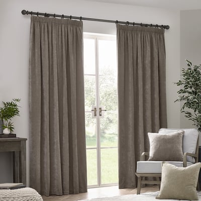 Heavy Chenille Velvet Room Darkening Pencil Pleat Curtains YARD