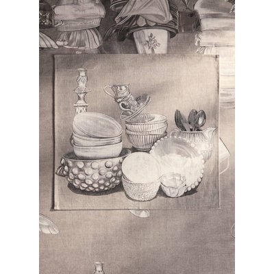 Serviette de table lin et coton Imprimé vaisselle MANGO HOME