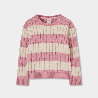 Pull fille à rayures avec torsades BOBOLI