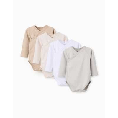 Lot de 4 bodies croisés en coton peigné ZIPPY