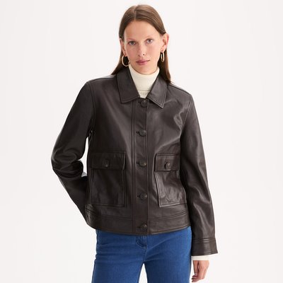 Kurze Jacke aus Schafsleder, Knopfverschluss ANNE WEYBURN