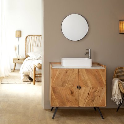 Meuble sous vasque en bois d'acacia et marbre  ALOÉ MADE IN MEUBLES 