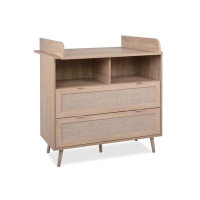Commode à langer 2 tiroirs effet cannage TERRE DE NUIT