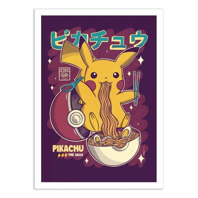 Affiche 50x70 cm - Pikachu Ramen - Rafa Gomes WALL EDITIONS