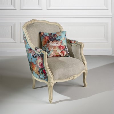 Fauteuil bergère en lin et tissu VICTOR ROBIN DES BOIS