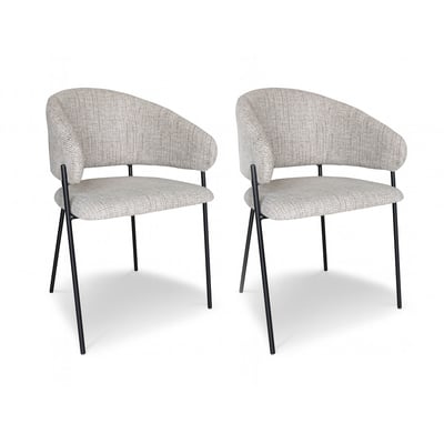 Lot de 2 fauteuils de table en tissu et pieds en métal, EROS NOW'S HOME
