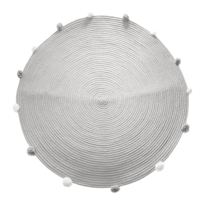 Tapis Gros Pompons 90  Gris ATMOSPHERA