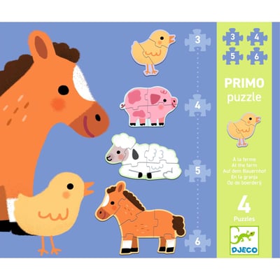 Puzzles primo - à la ferme 3, 4, 5 et 6 pièces DJECO
