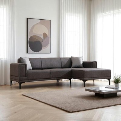 Canapé d'angle anthracite - lit d'appoint, côté droit LUCCA PIER IMPORT