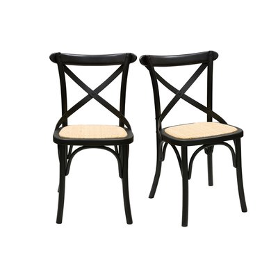 Chaises bistrot en bois noir et cannage en rotin (lot de 2) MARCEL MILIBOO
