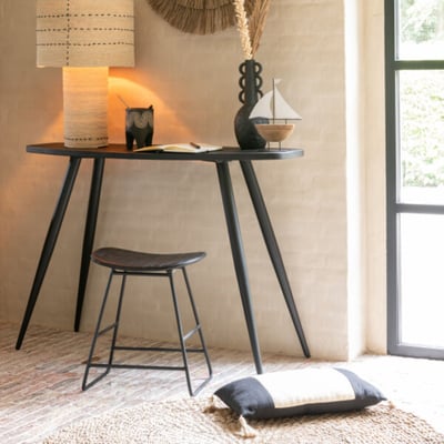 Tabourets en teck recyclé brossé et en métal (lot de 2) - DILI HELLIN, DEPUIS 1862