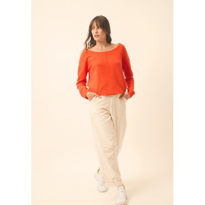 KAREN pull col rond orange en cachemire JUST CASHMERE