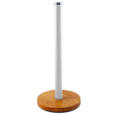 Porte rouleau essuie-tout bambou blanc 15x15x34cm WADIGA