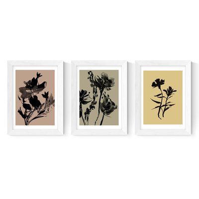 Set of 3 Mono Botanical Trio by Dan Hobday EAST END PRINTS