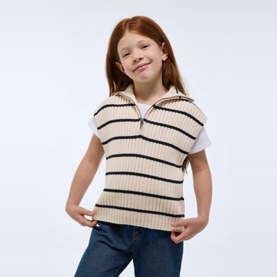 Pull sans manches rayé en coton MONOPRIX