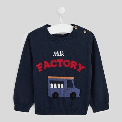 Pull manches longues col rond imprimé contenant de la laine, certifié OEKO-TEX BOUT'CHOU