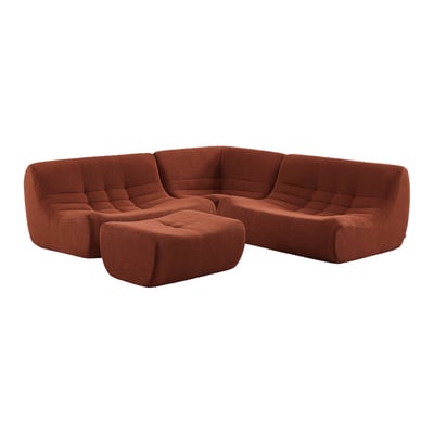 Canapé d'angle compressé modulable 5 places avec repose pied bouclette texturée SOKOL SWEEEK