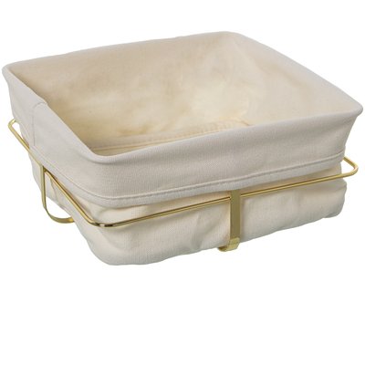 Corbeille à pain carrée en métal doré et intérieur en coton blanc WADIGA