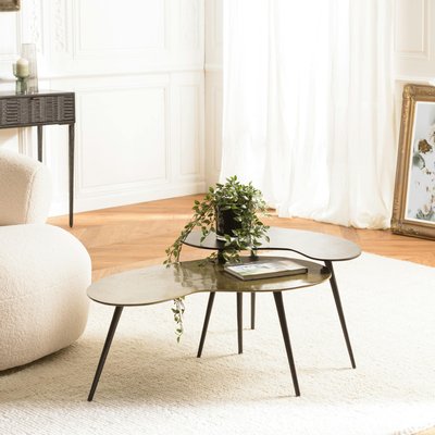 Table basse gigogne ovale métal noir et doré (lot de 2) ZALA PIER IMPORT