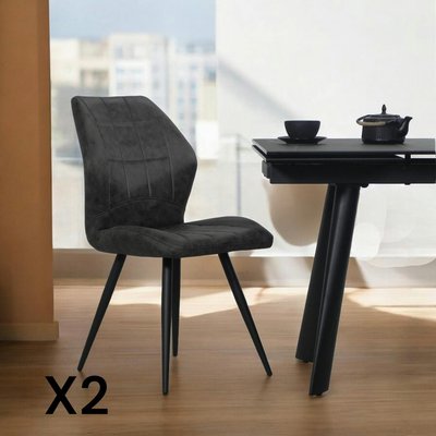 Chaise anthracite motif damier (lot de 2) LOMBARDIE PIER IMPORT