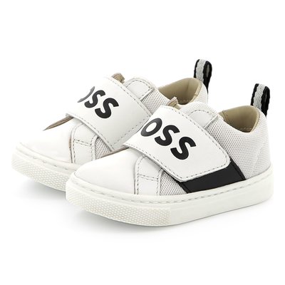 Baskets avec cuir à fermeture par bandes auto aggr BOSS KIDSWEAR