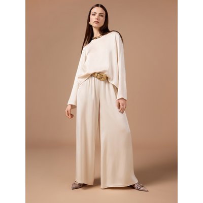 Pantalon palazzo réalisé en satin de viscose OLTRE