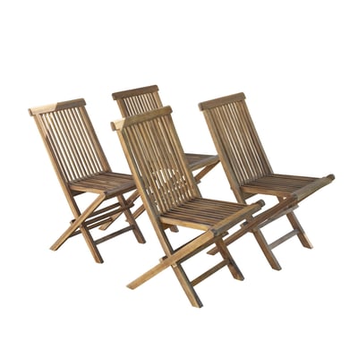 Lot de 4 chaises de jardin en teck huilé pliantes  BALI BERAH GETAH
