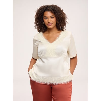 Blouse en satin avec détails en dentelle FIORELLA RUBINO