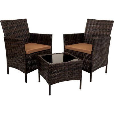 Salon de jardin en rotin  avec table et deux fauteuils RECOLLECTION