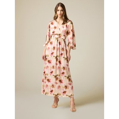 Robe longue en satin fleuri OLTRE