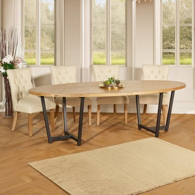 Table ovale 8/10 couverts en pin et métal JACKSON ROBIN DES BOIS