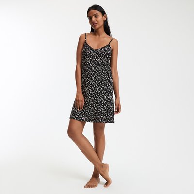 Camisa de dormir com alças finas em algodão com estampado floral LA REDOUTE COLLECTIONS