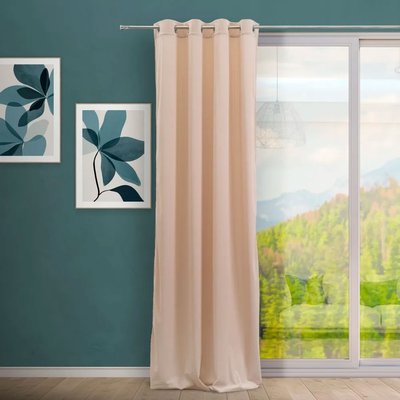 Rideau à oeillets en velours côtelé beige à l'unité 140x260cm WADIGA