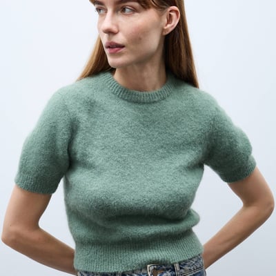 Pull manches courtes contenant de l'alpaga MONOPRIX