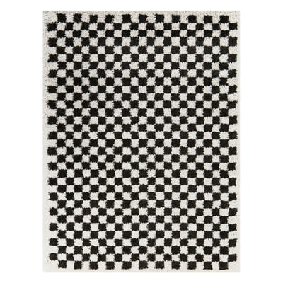 Tapis damier poils longs doux et volumineux CHECKERS AFK LIVING
