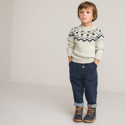 Pantalon droit en velours côtelé doublé jersey LA REDOUTE COLLECTIONS