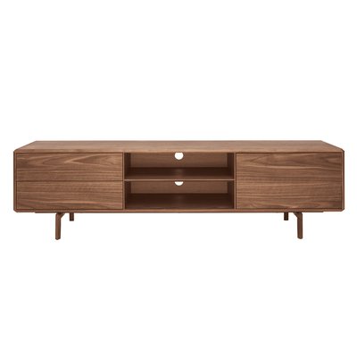 Meuble TV en bois foncé noyer 1portes 2 tiroirs L180 cm SUVA MILIBOO