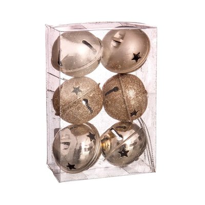 Set de 6 cloches de Noël en métal Doré - 5cm WADIGA