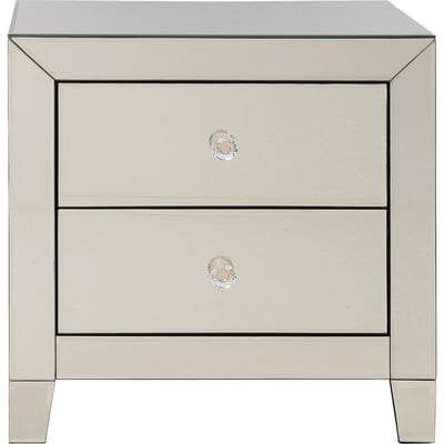 Chevet 2 tiroirs en verre miroir, LUXURY KARE DESIGN