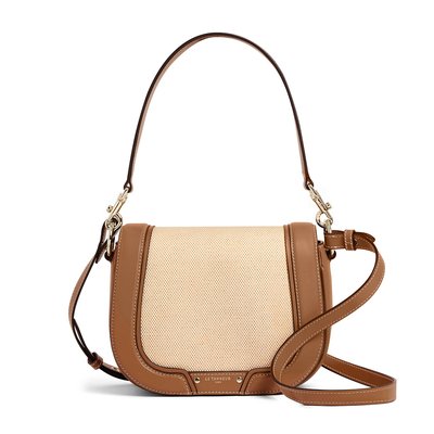 Sac bandoulière moyen modèle en toile naturelle et cuir lisse ELLA LE TANNEUR
