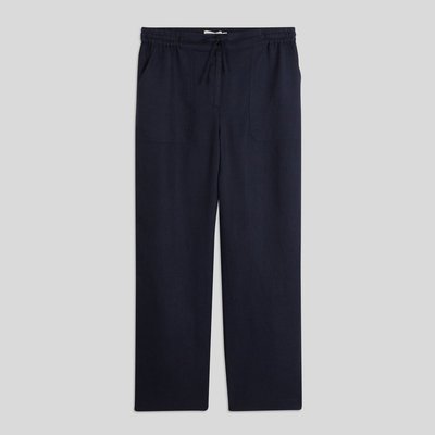 Pantalon taille semi-élastiquée uni en lin MONOPRIX
