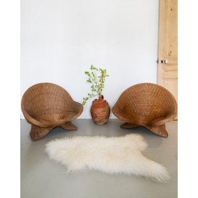 Paire de fauteuils en osier Martin N°38 - Bon état DEBONGOUT